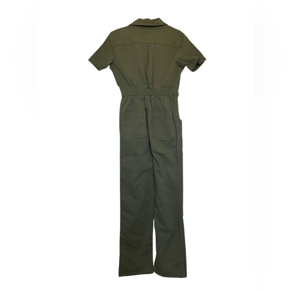 NWT Forever21 Utility Jumpsuit Army Green Short Sleeve Button Front Boilersuit M - Picture 3 of 10